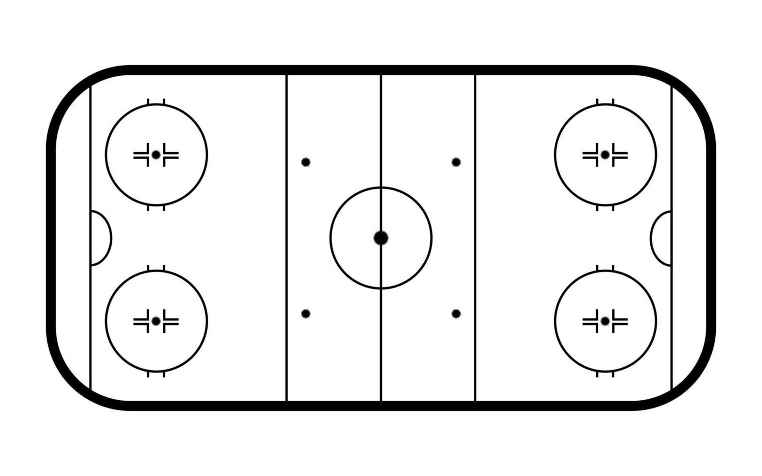 patinoire de hockey sur glace, vue de dessus. contour de terrain de hockey isolé sur fond blanc. illustration vectorielle. vecteur