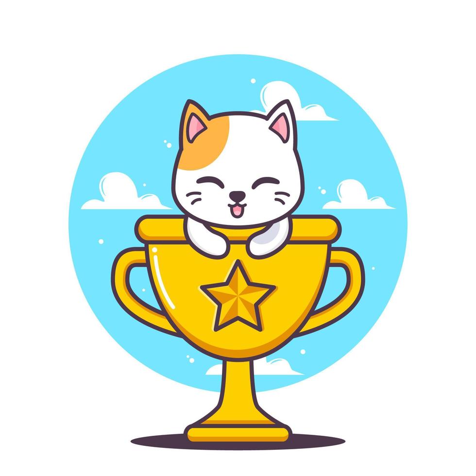 chat mignon à l'intérieur de l'illustration du trophée vecteur