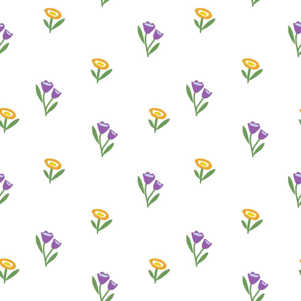 modèle sans couture botanique de printemps ou d'été. fleurs stylisées, tulipes et pivoines dans une clairière. le concept d'écologie et de conservation. vecteur