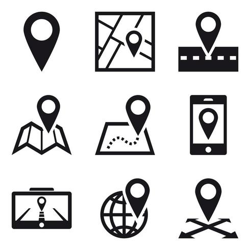 Emplacement géographique et épingles de carte vecteur