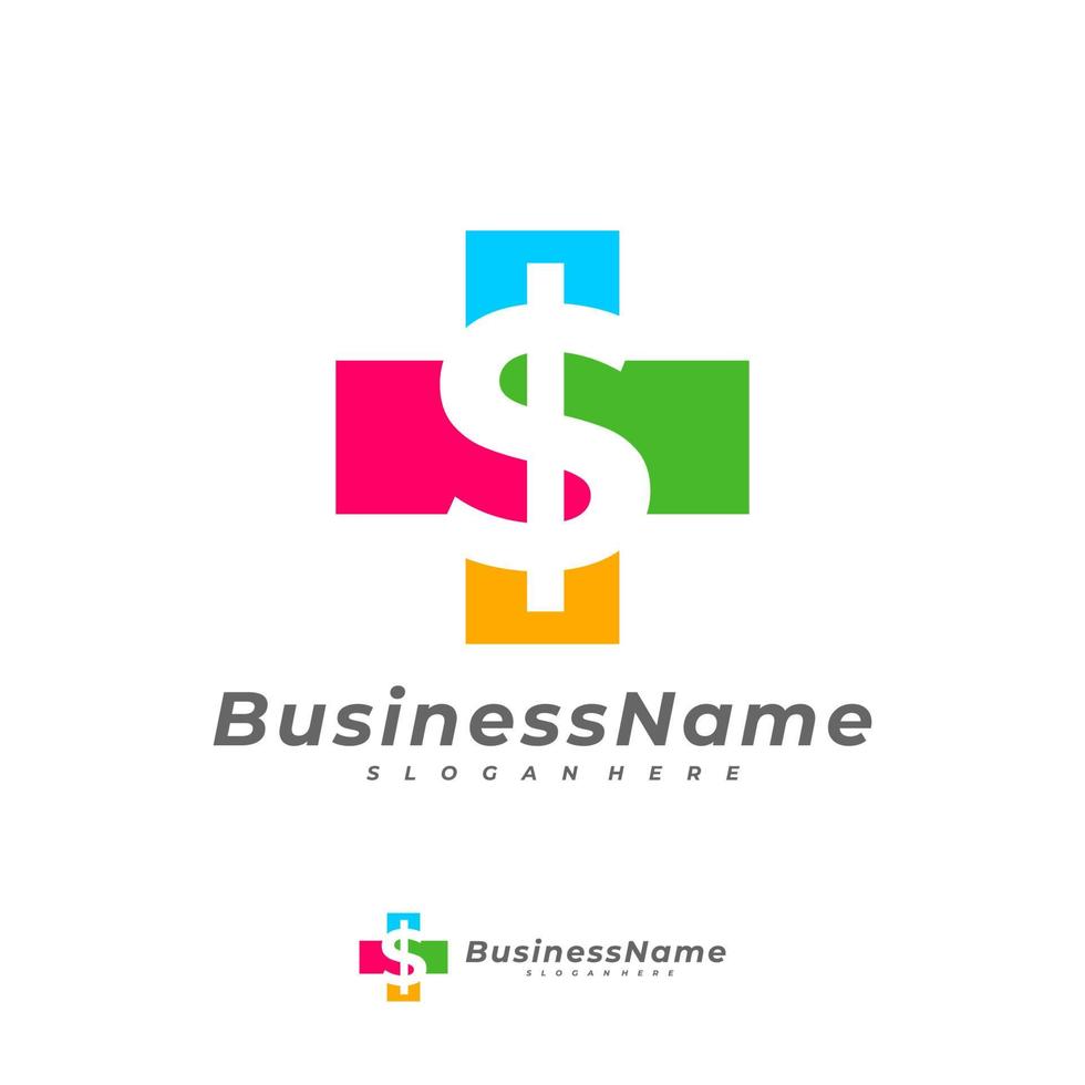 modèle vectoriel de logo de santé d'argent, concepts créatifs de conception de logo d'argent
