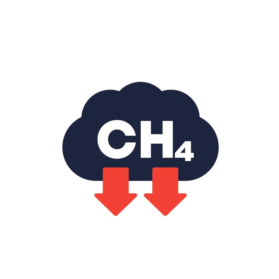 émissions de méthane, icône de gaz ch4, vecteur