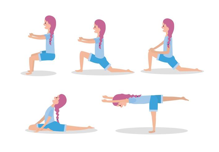 définir la pratique de la femme exercice d&#39;yoga pose vecteur