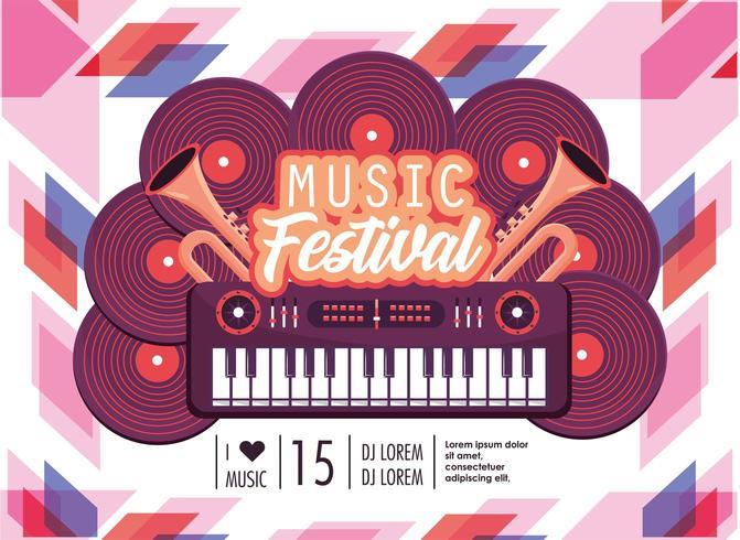 Affiche du festival de musique vecteur