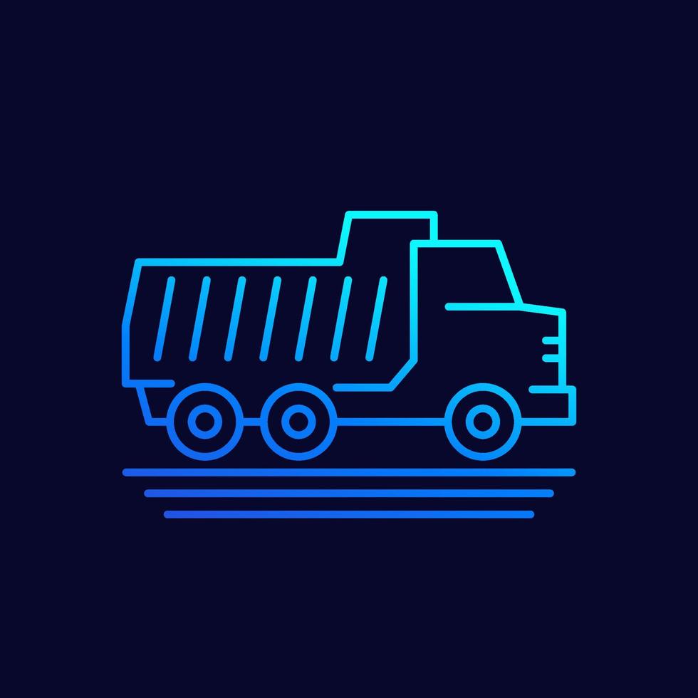 icône de vecteur de ligne de camion à benne basculante