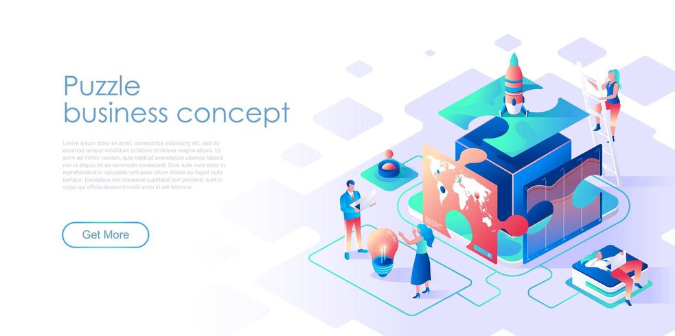 Business landing isometric page d&#39;atterrissage vecteur