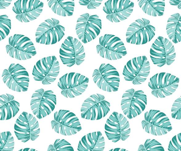 Motif Monstera bleu vecteur