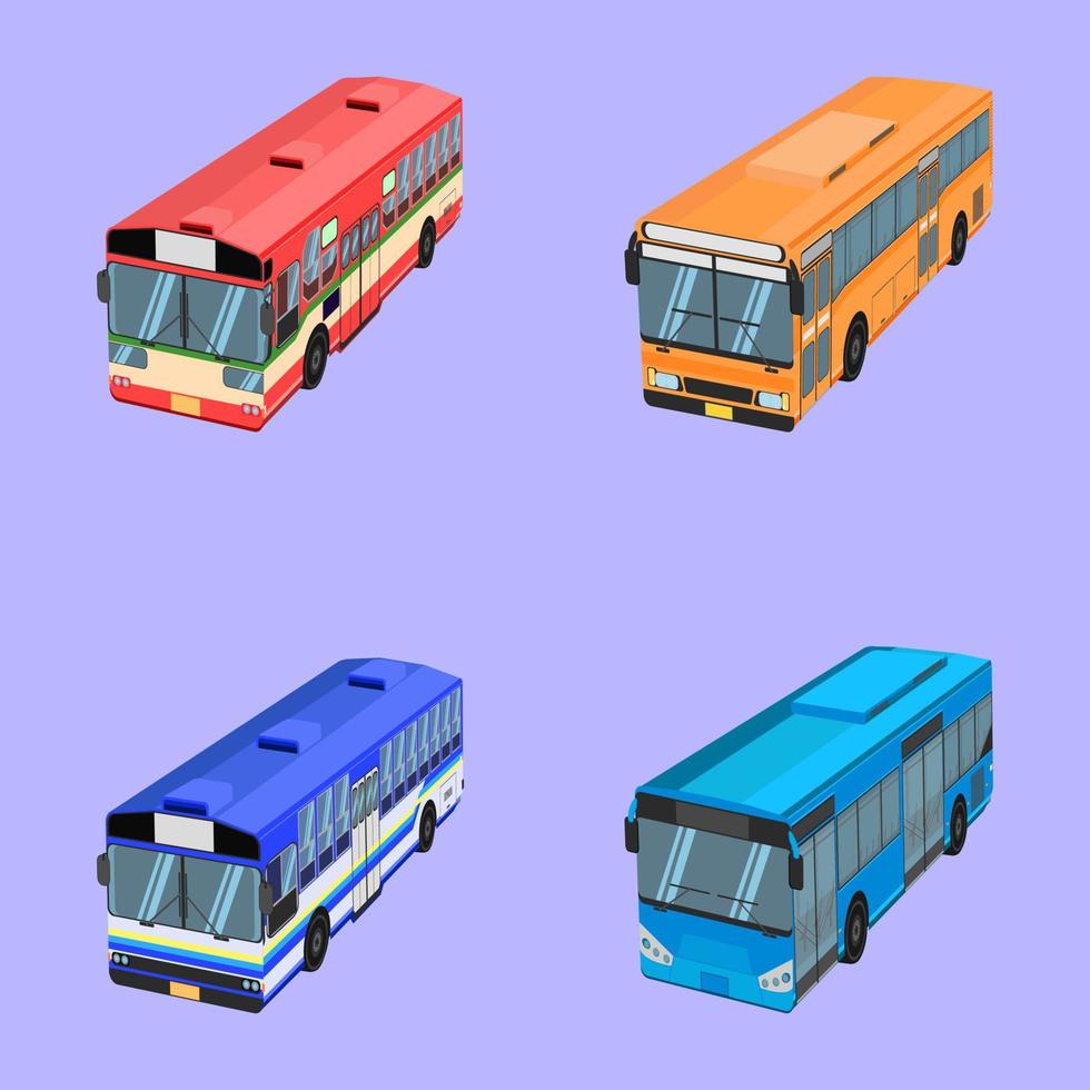 type de différence de bus thaïlandais, vue à vol d'oiseau de couleur. illustration vectorielle eps10. vecteur