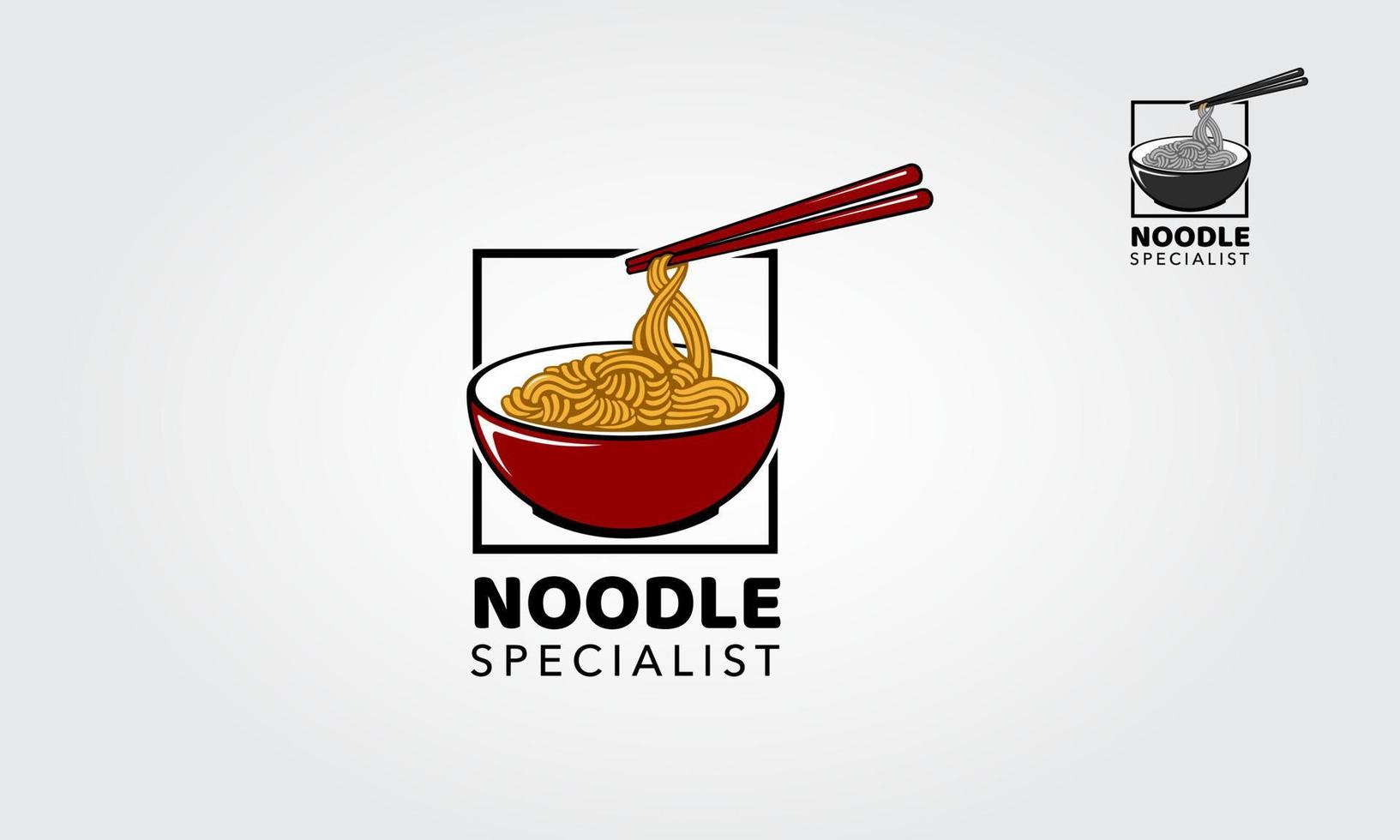 modèle de logo de spécialiste des nouilles, adapté à toute entreprise liée aux ramen, aux nouilles, à la restauration rapide, à la cuisine coréenne, à la cuisine japonaise ou à toute autre entreprise liée. vecteur
