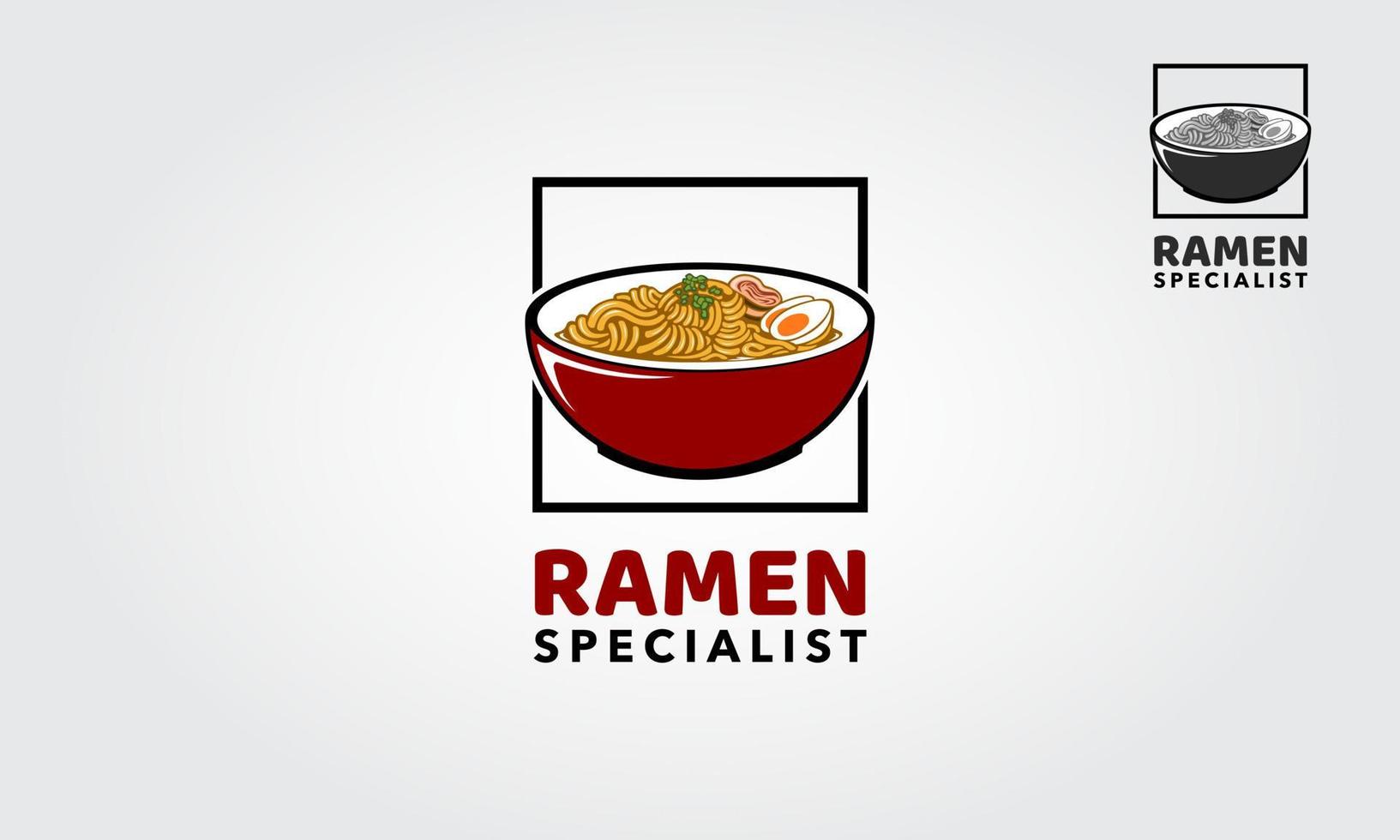 modèle de logo de spécialiste de ramen. convient à toute industrie alimentaire, restaurant japonais, restaurant de ramen, icône de la nourriture, etc. vecteur