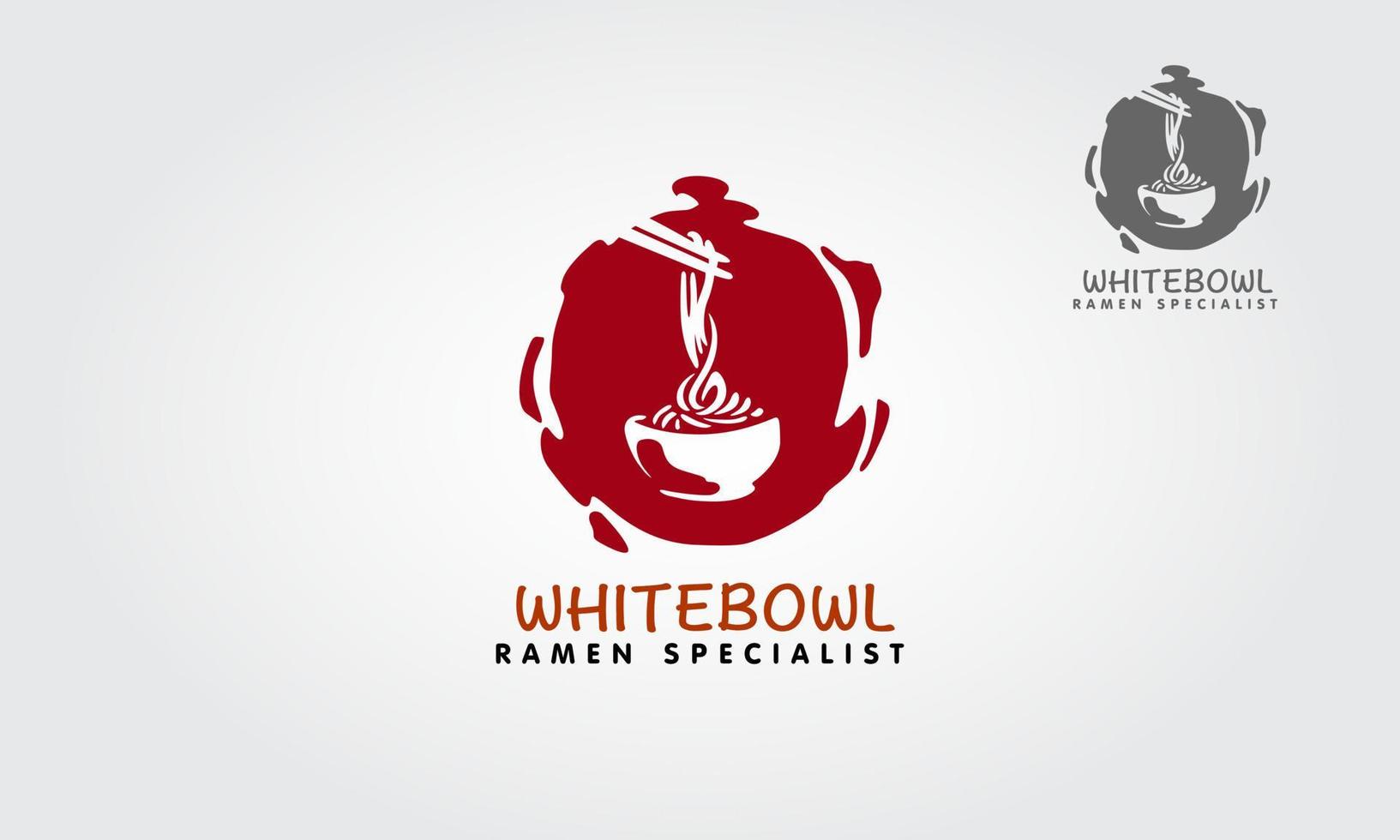 illustation de logo vectoriel de spécialiste de ramen de bol blanc. ce logo un modèle de logo polyvalent, peut être utilisé dans toutes les entreprises liées à la cuisine asiatique, aux nouilles, à la restauration rapide, aux restaurants, etc.