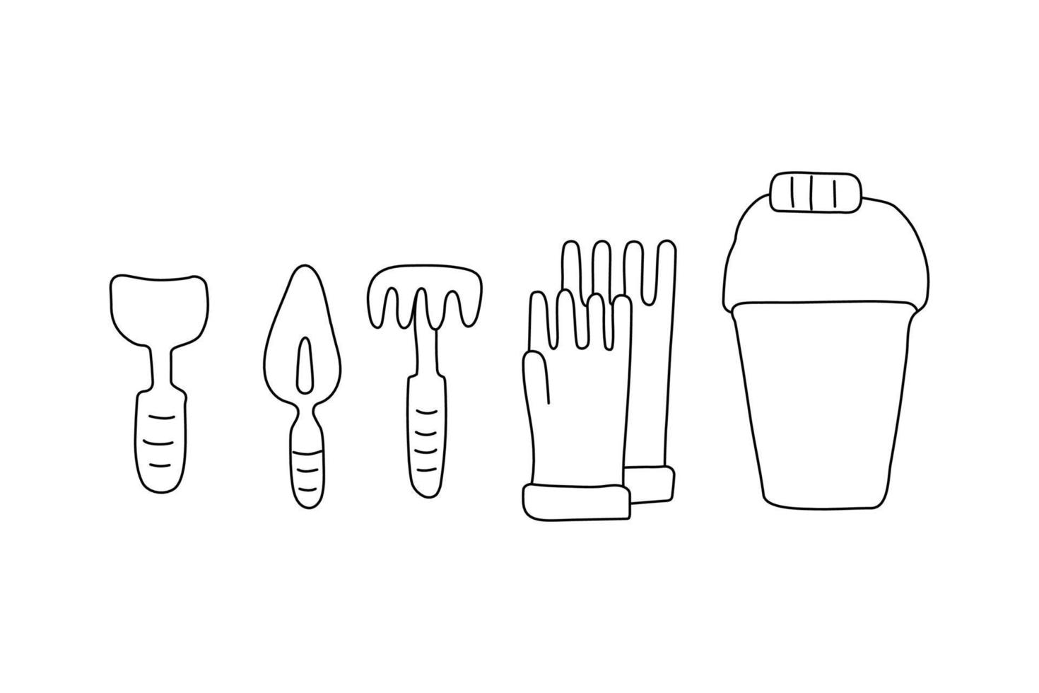 ensemble d'outils de jardinage illustration vectorielle dessinés à la main. des trucs de jardin pour prendre soin des plantes. vecteur