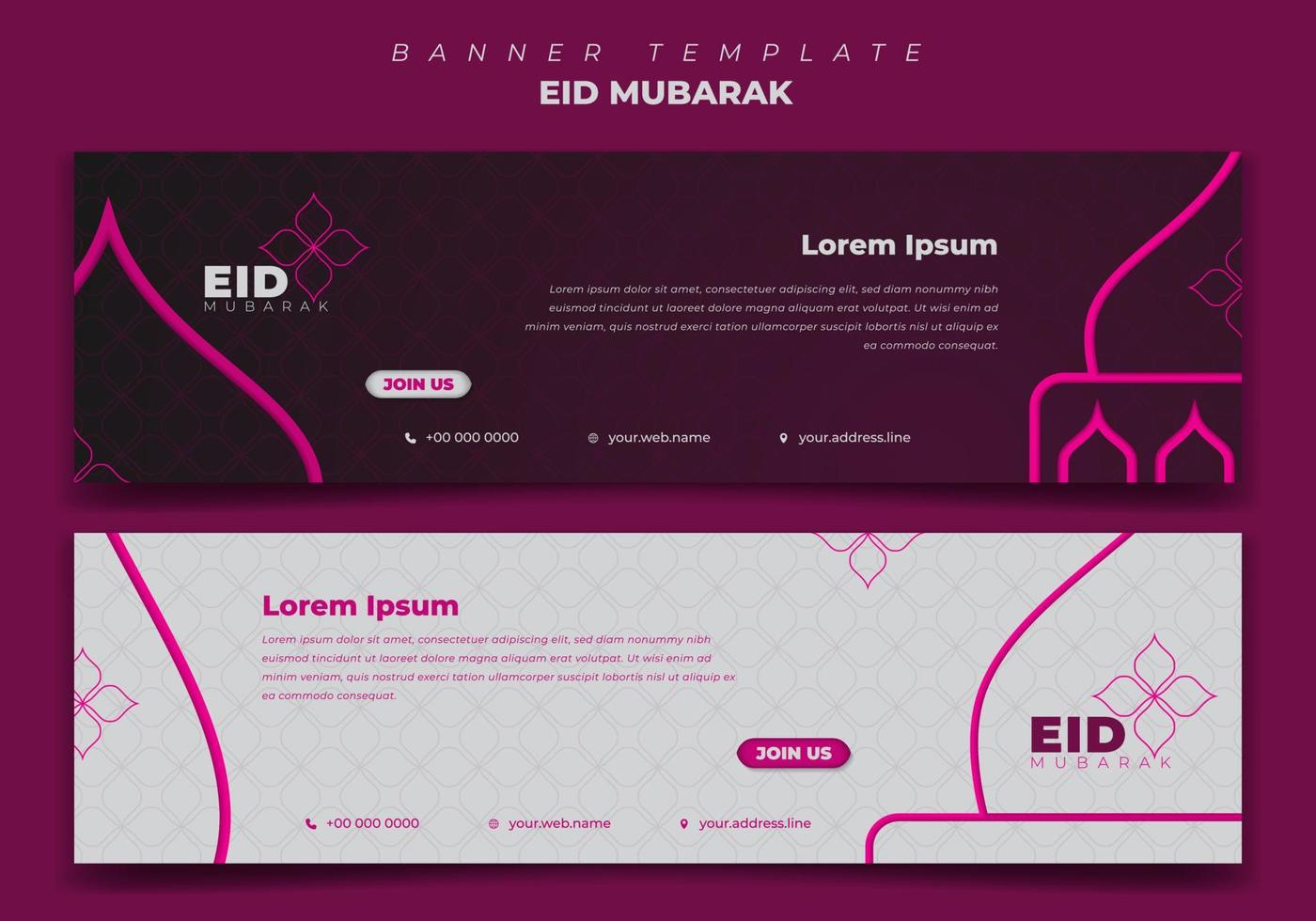 modèle de fond de bannière web avec un design féminin pour eid mubarak vecteur