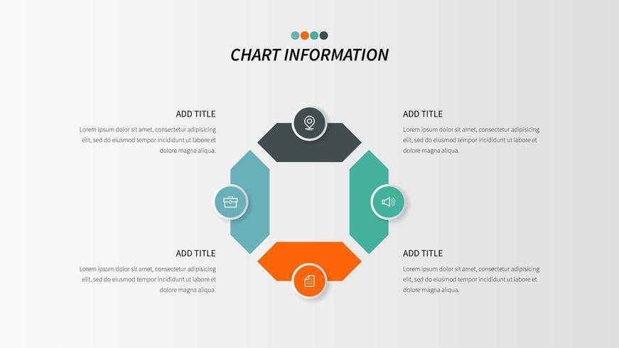 Infographie en boucle en quatre étapes avec des icônes de l&#39;entreprise vecteur