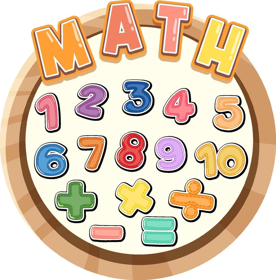 compter les chiffres de 0 à 9 et les symboles mathématiques vecteur