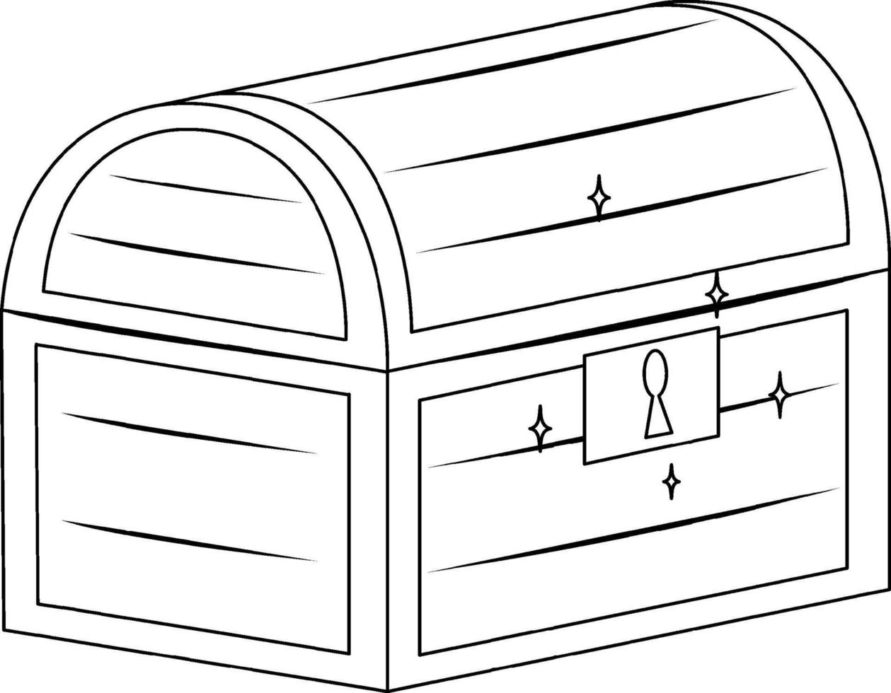 contour de doodle de boîte de poitrine à colorier vecteur