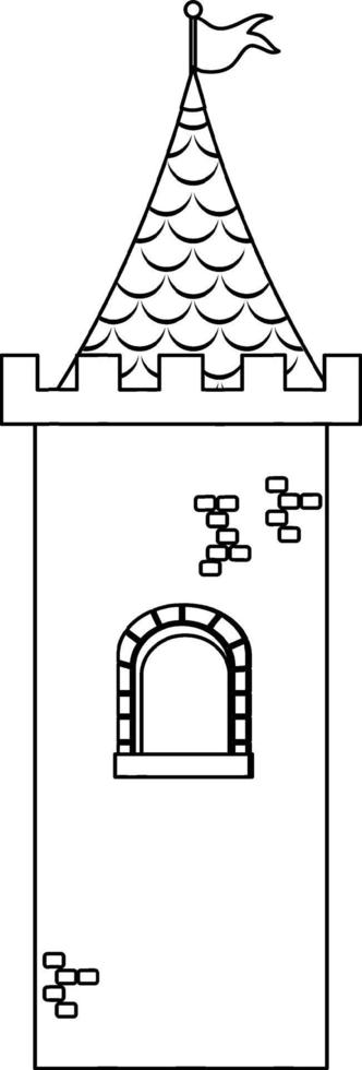 contour de doodle de la tour du château à colorier vecteur