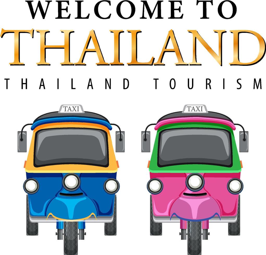bangkok, thaïlande, tuk tuk, voyage, et, touriste, icône vecteur