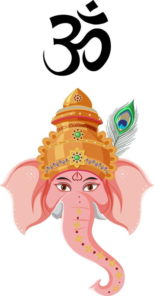 Ganesha dieu éléphant de l'Inde sur fond blanc vecteur