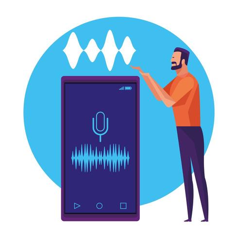 Personnes utilisant la reconnaissance vocale vecteur