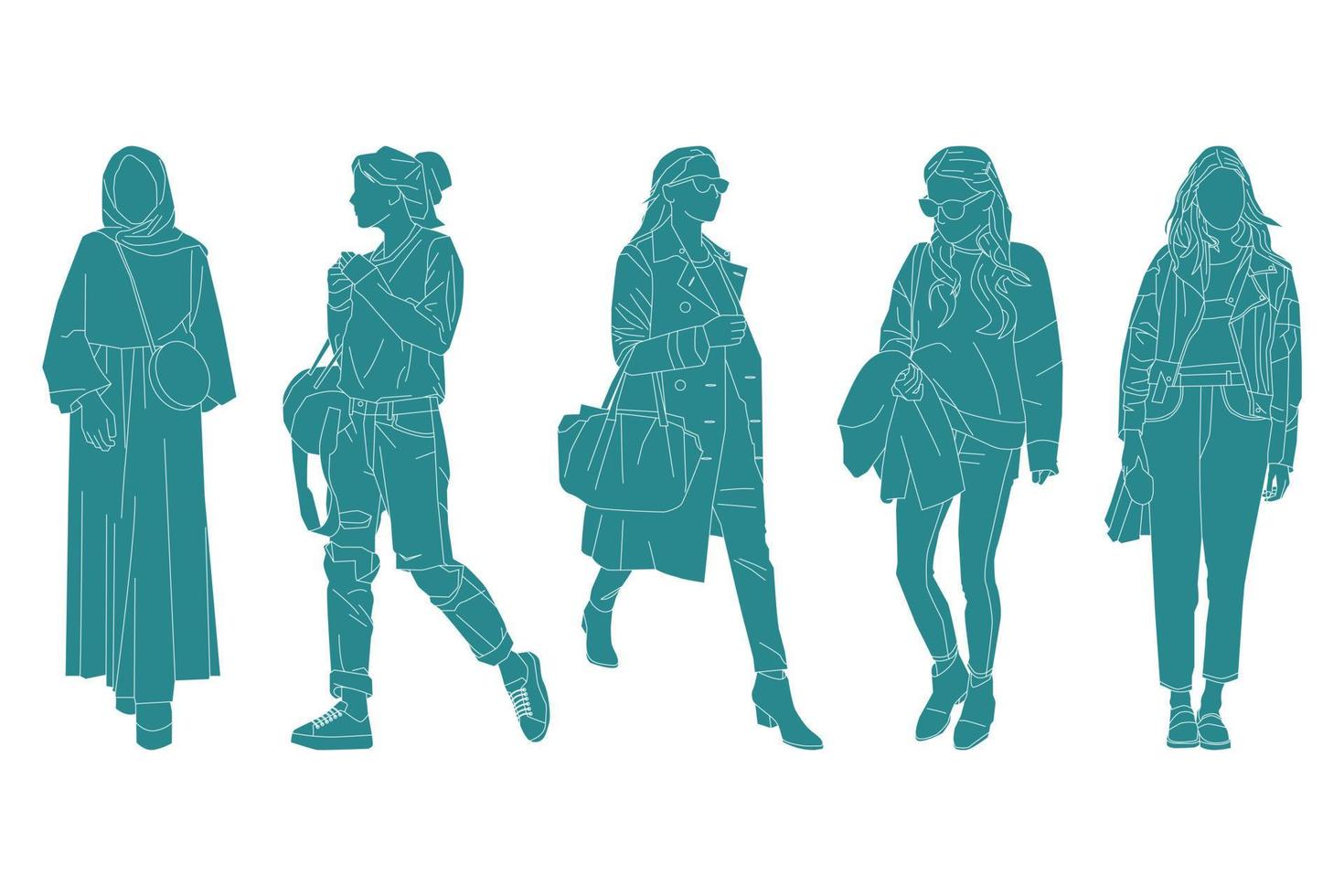 illustration vectorielle de bundle femmes occasionnels vecteur