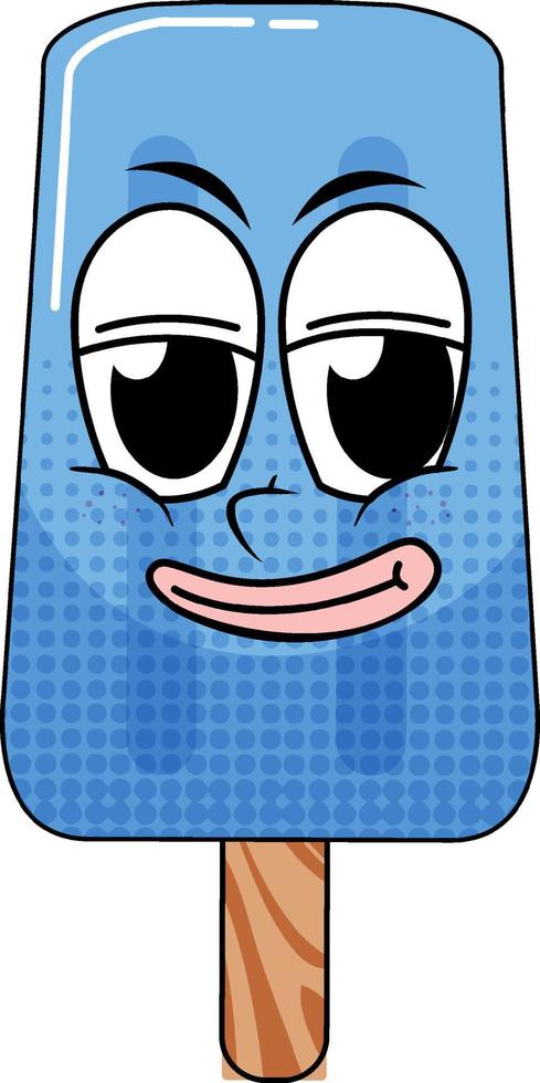 popsicle bleu avec un visage heureux vecteur