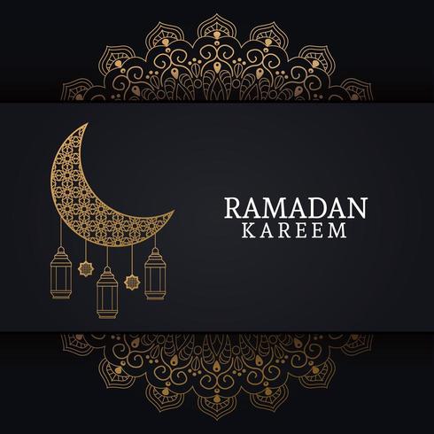 ramadan kareem avec lune décroissante et art islamique vecteur