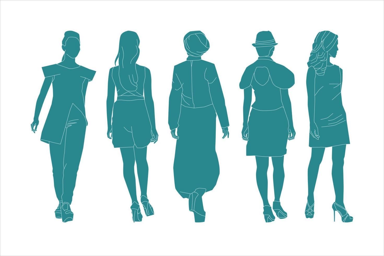 illustration vectorielle de bundle femmes élégantes vecteur