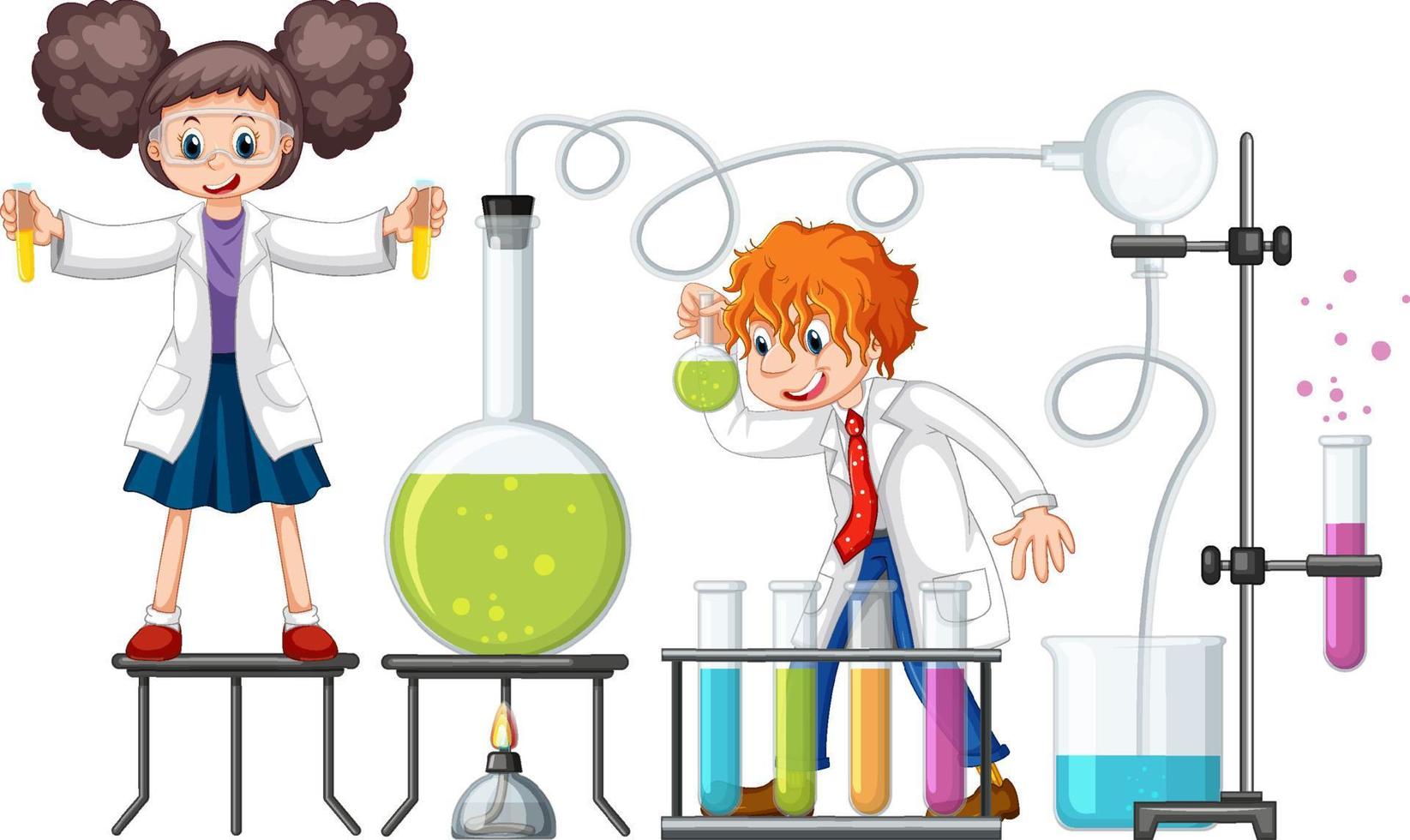 scientifique faisant une expérience scientifique en laboratoire vecteur