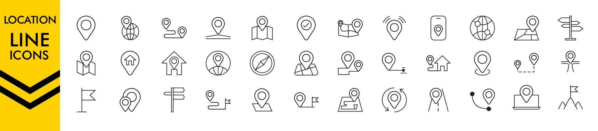 jeu d'icônes de localisation. ensemble d'icônes de navigation. ensemble d'icônes de pointeur de carte. symboles de localisation. illustration vectorielle vecteur