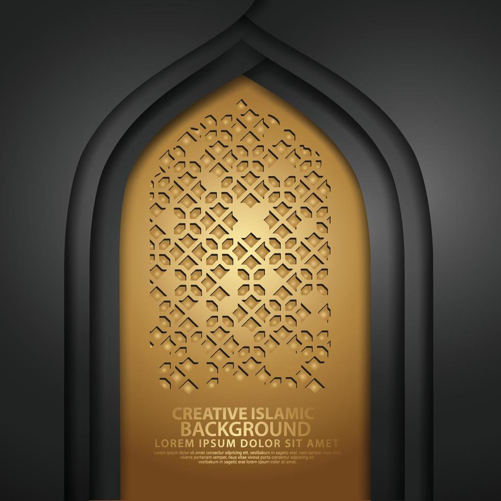 art islamique luxueux pour carte de voeux avec texture de mosquée de porte réaliste avec ornement de mosaïque. illustrateur de vecteur
