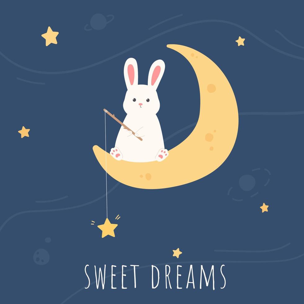 carte de beaux rêves avec lapin vecteur
