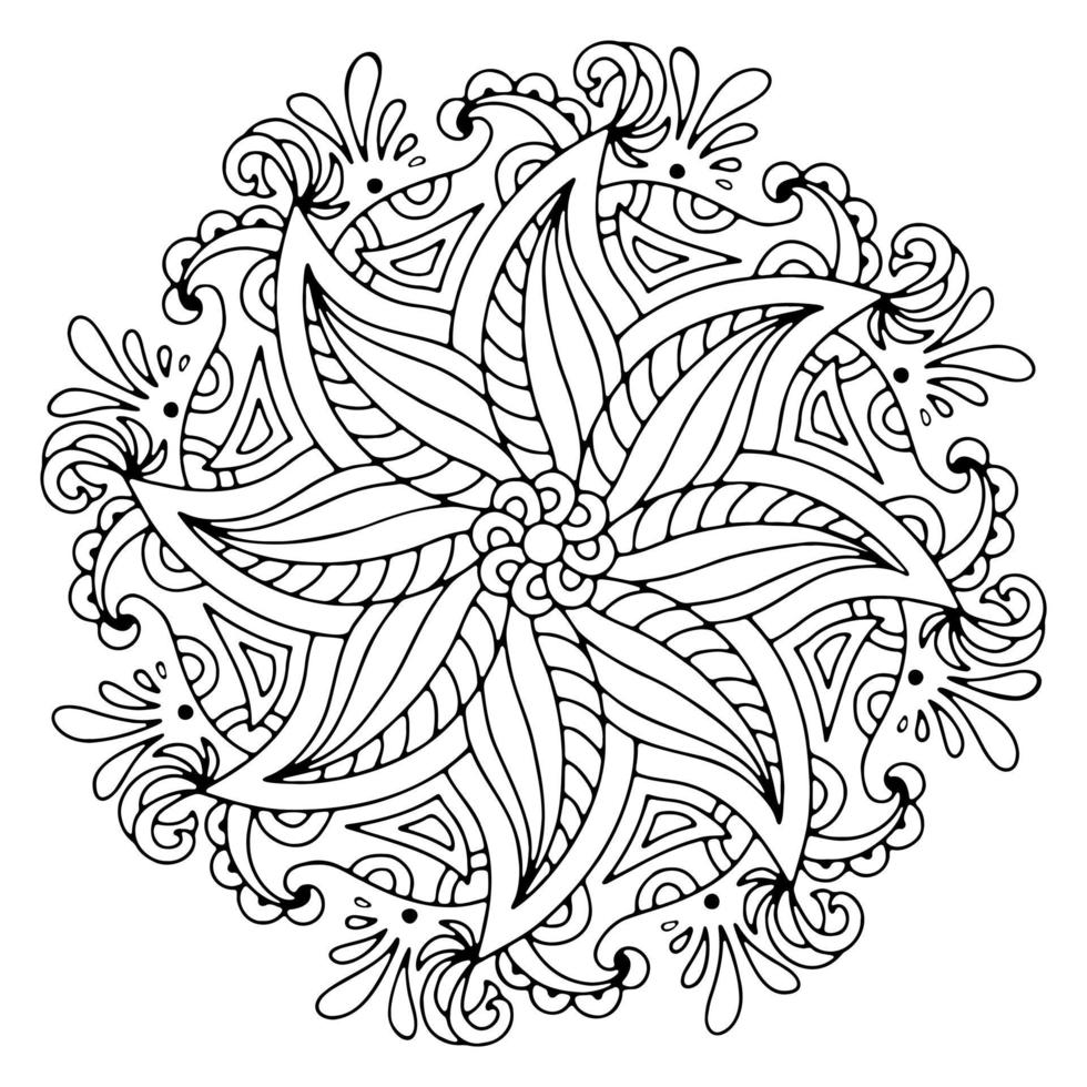 motif circulaire en forme de mandala pour henné, mehndi, tatouage, décoration. ornement décoratif dans un style oriental ethnique. page de livre de coloriage. vecteur