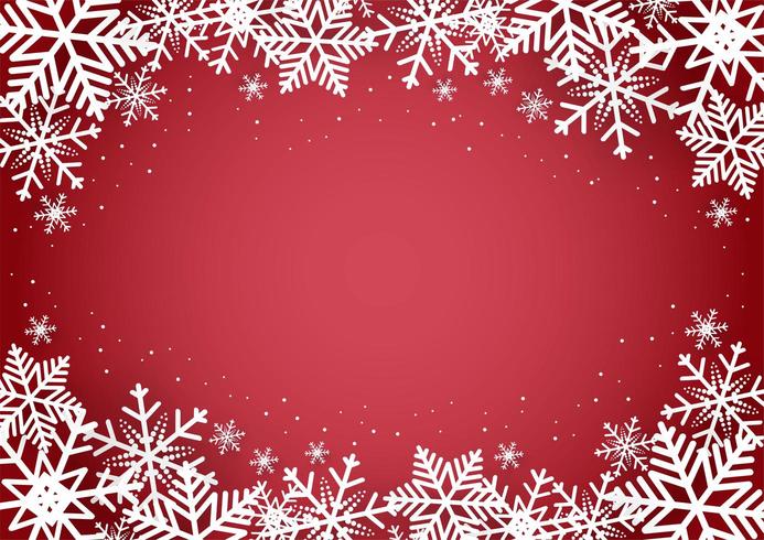 Noël et bonne année fond rouge avec flocon de neige vecteur