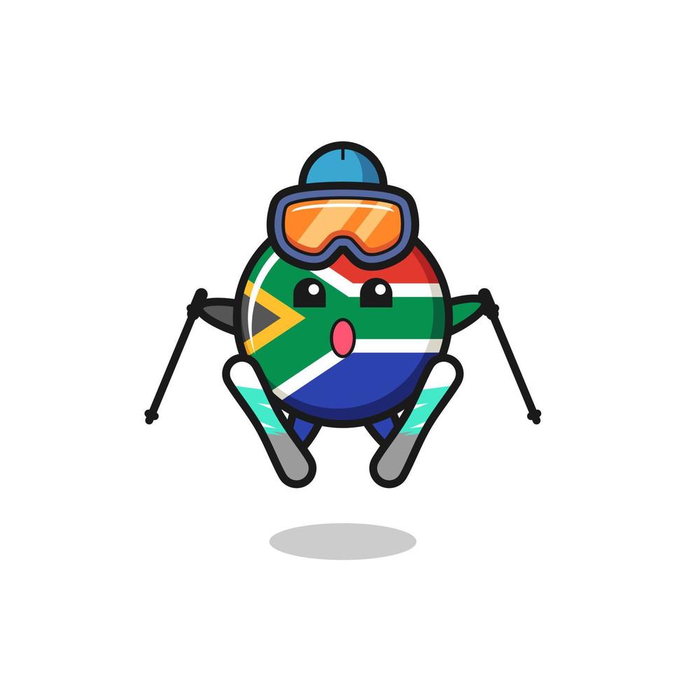 personnage mascotte du drapeau sud-africain en tant que joueur de ski vecteur