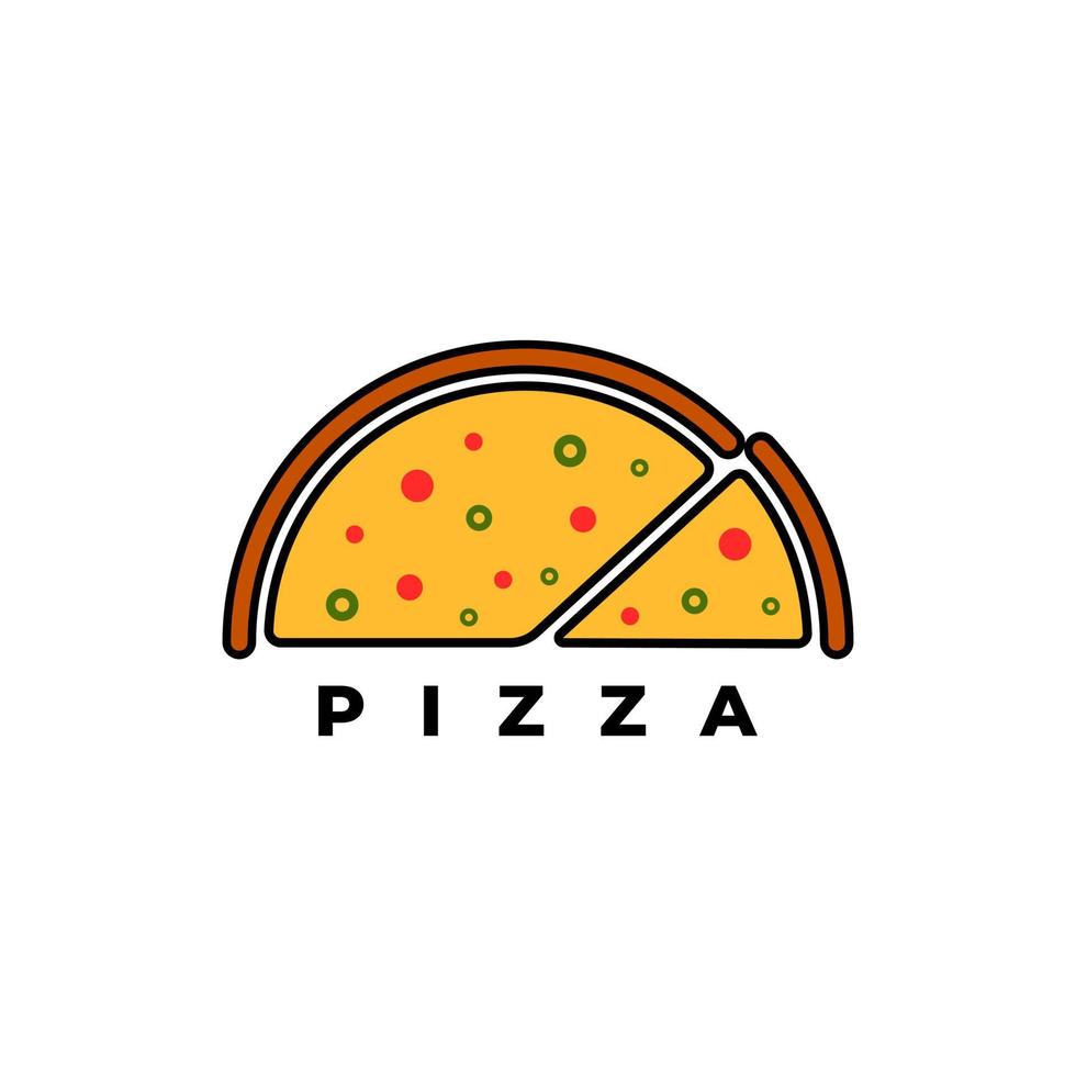 modèle de logo, symbole, icône en forme de pizza. modèle de logo pour pizzeria. vecteur