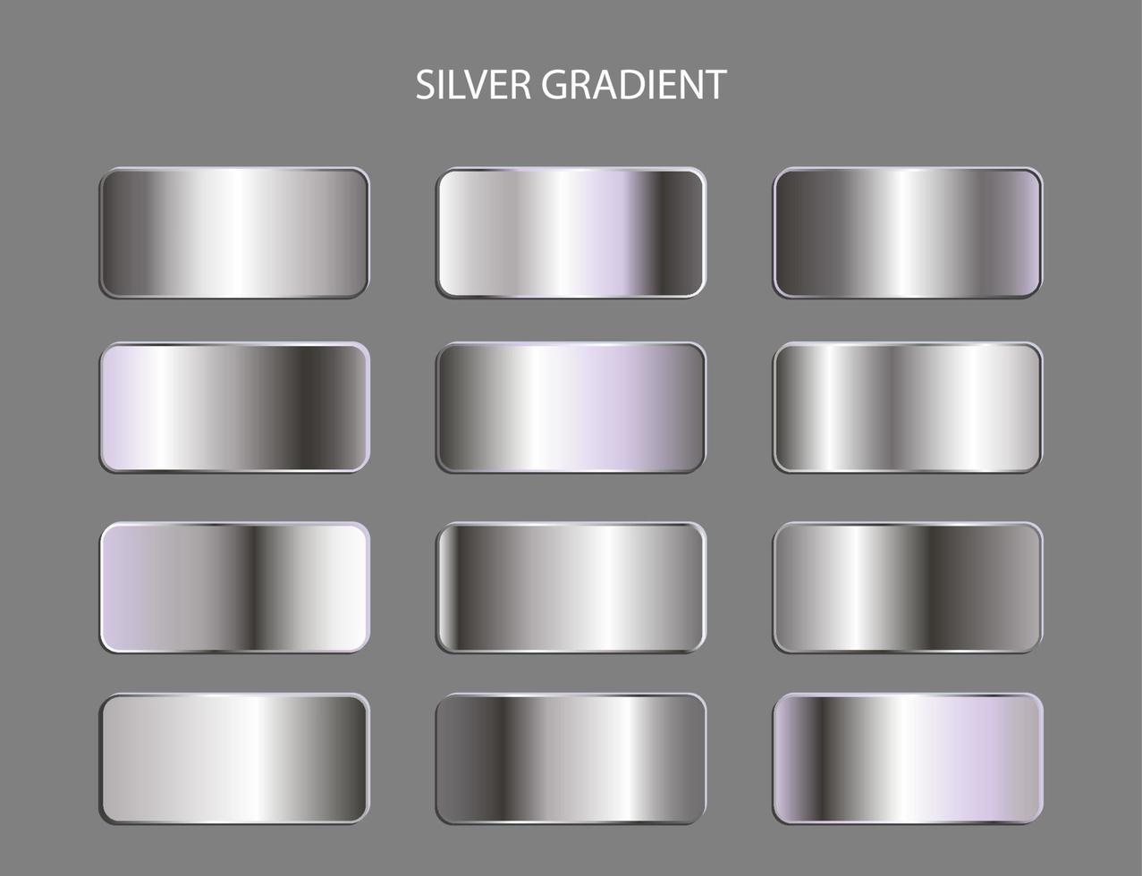 collection de jeux de dégradés de couleurs métalliques argentées. élément de conception vecteur