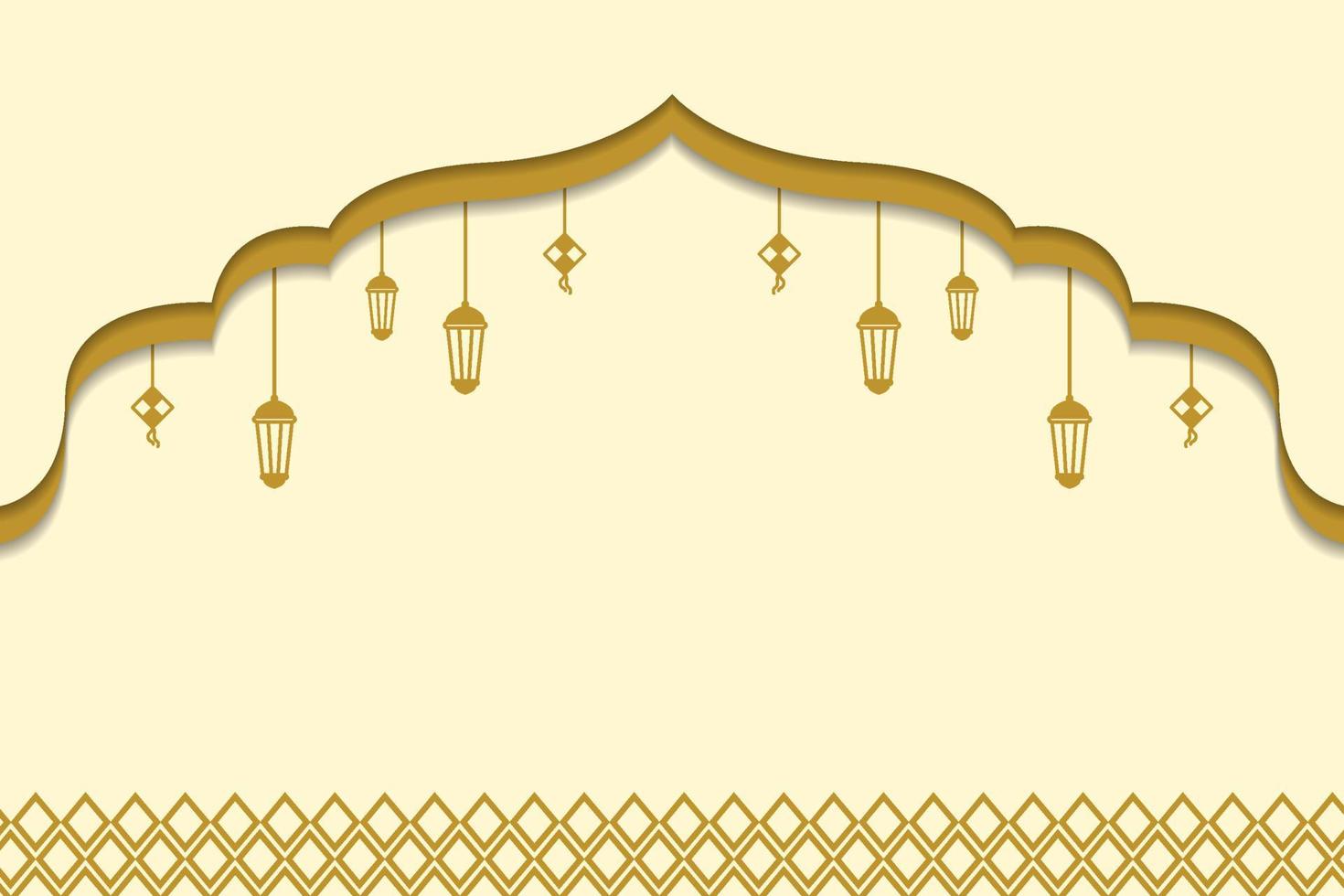 bannière islamique du ramadan doré dans un style papier découpé vecteur