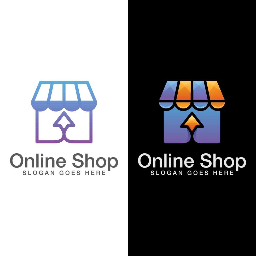 logo de boutique en ligne, création de logo de commerce de marché vecteur