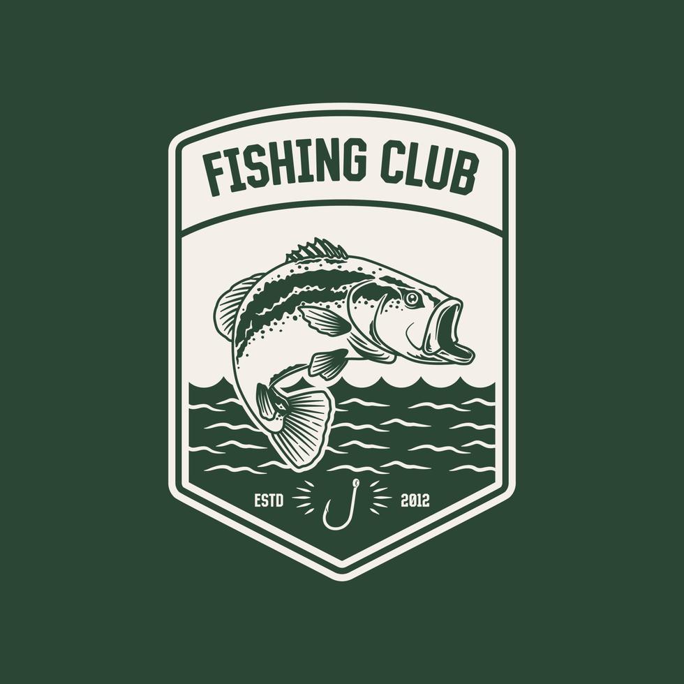 étiquette de logo de club de pêche vintage dessiné à la main vecteur