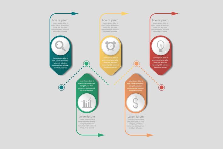 Business bannière infographique avec des flèches et des icônes vecteur