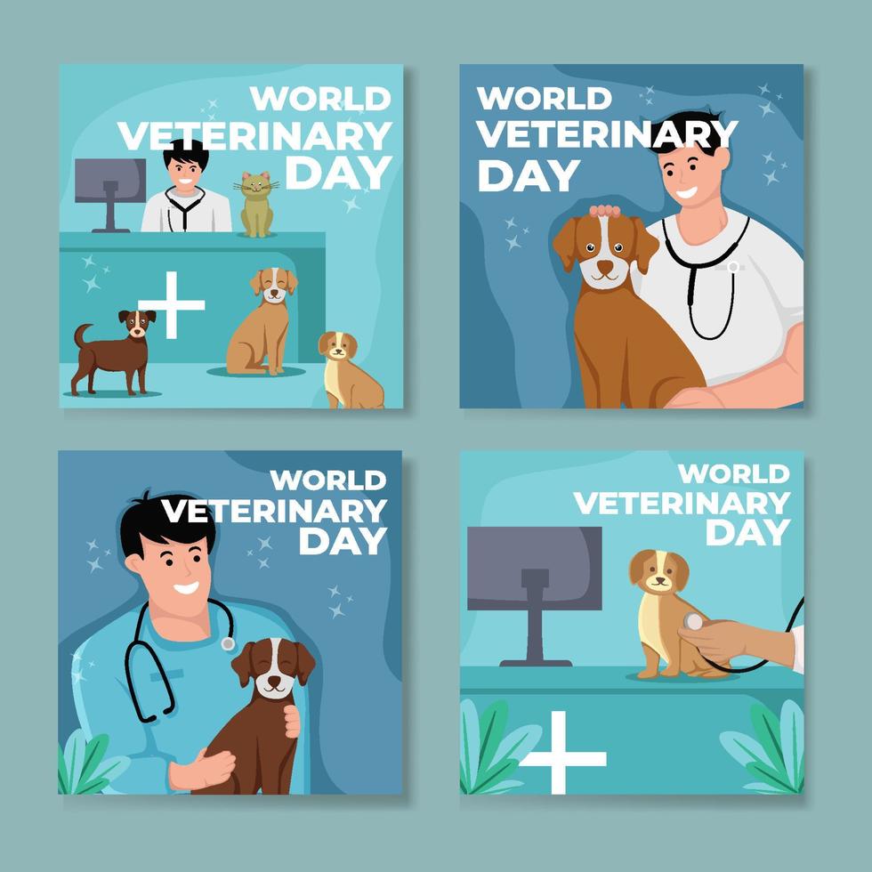 modèle de médias sociaux de la journée mondiale des vétérinaires vecteur