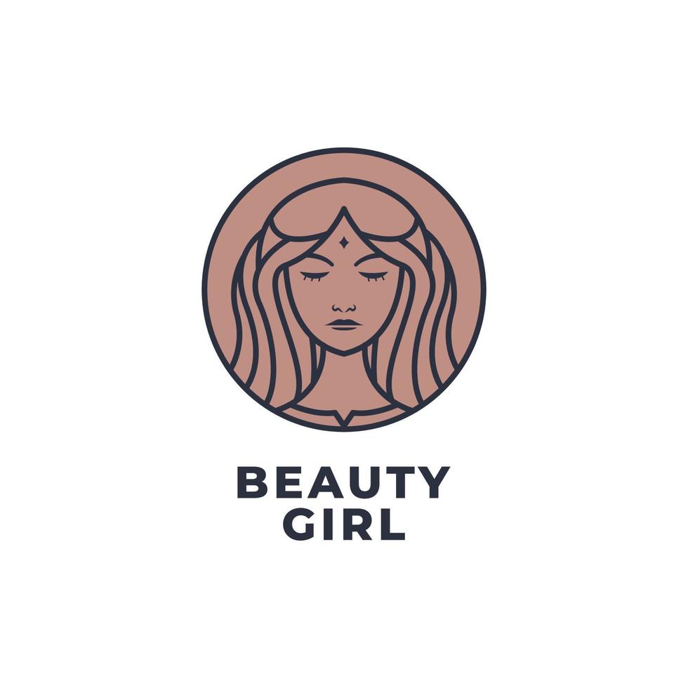 logo de visage de femme de beauté dans la conception d'illustration vectorielle de style d'art en ligne, style linéaire de visage de femme vecteur