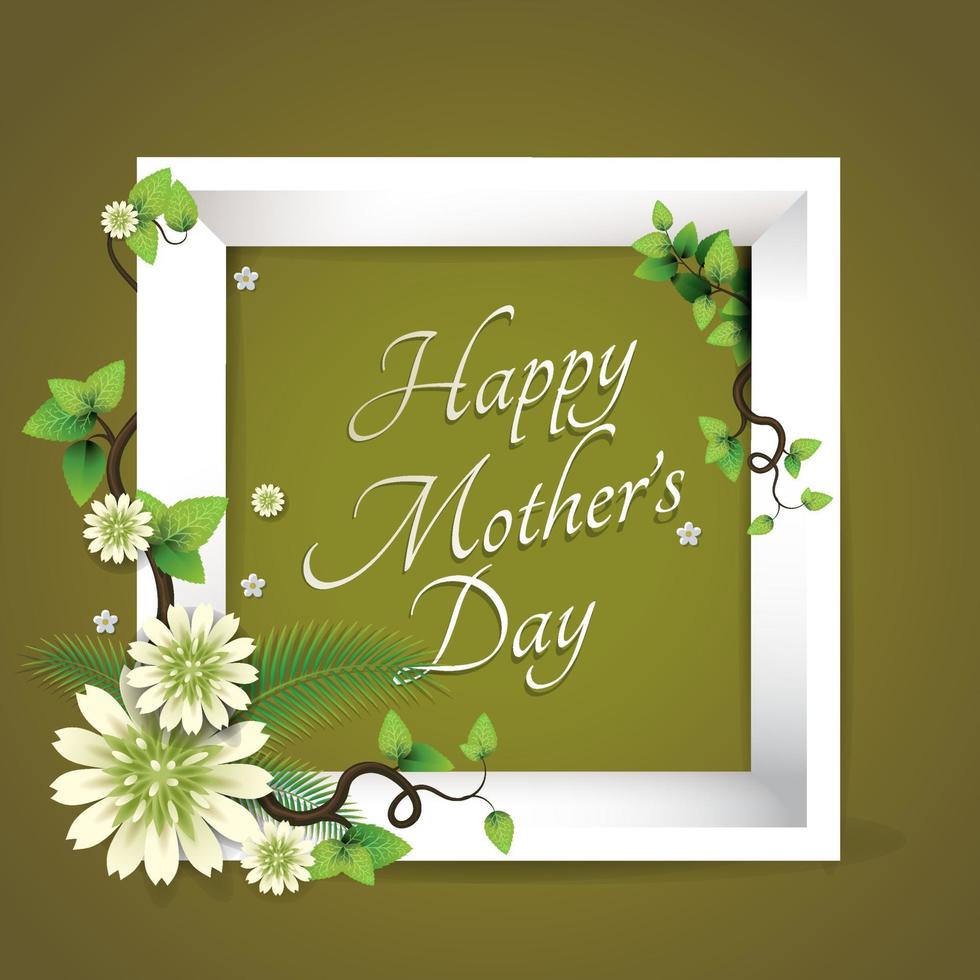 carte de voeux bonne fête des mères avec fond de couleur dégradé de cadre de belles fleurs vecteur