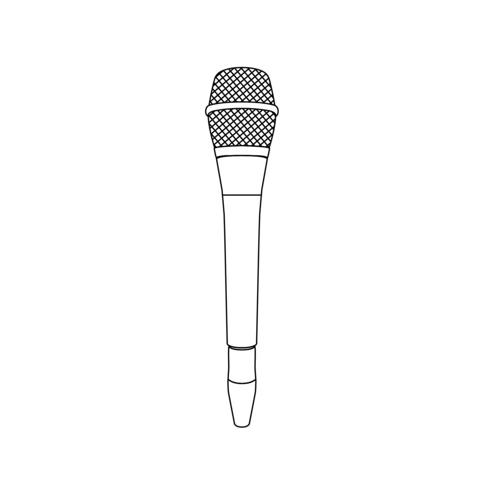 illustration d'icône de contour de microphone sur fond blanc isolé adaptée pour chanter, mike, icône de micro vecteur