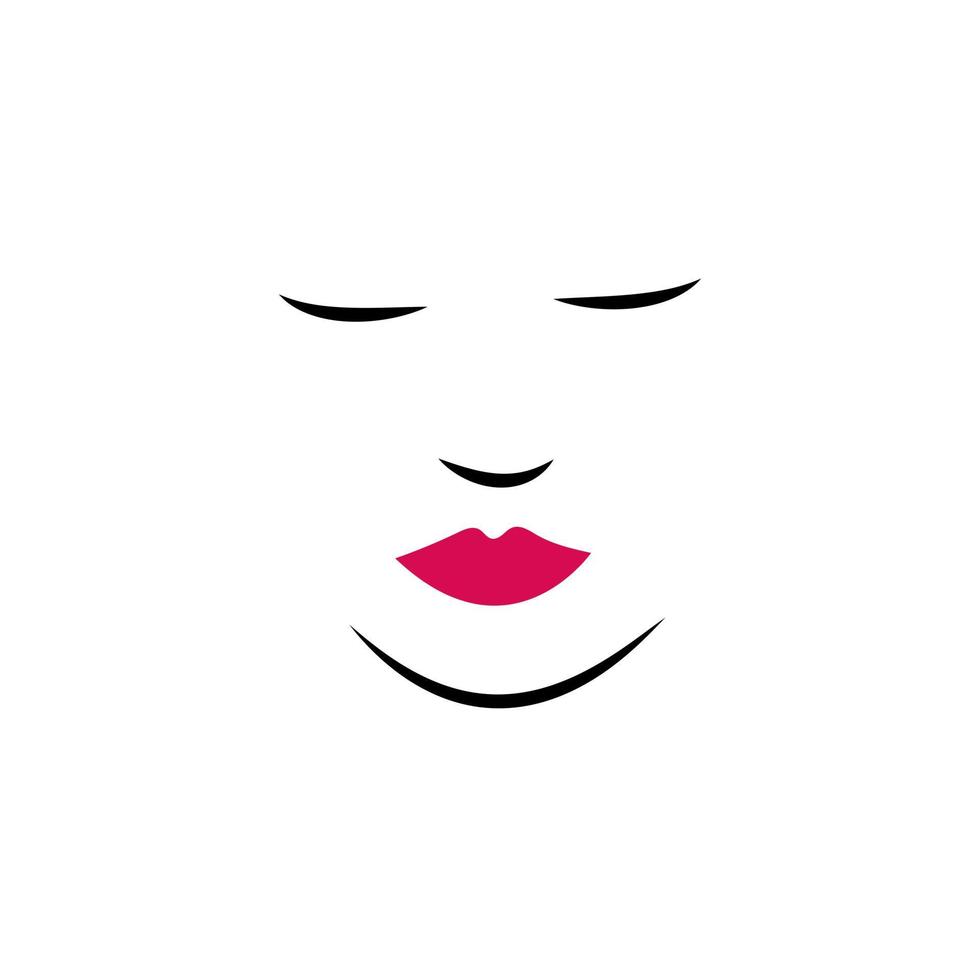 beauté femme visage lèvres rouges logo design vecteur