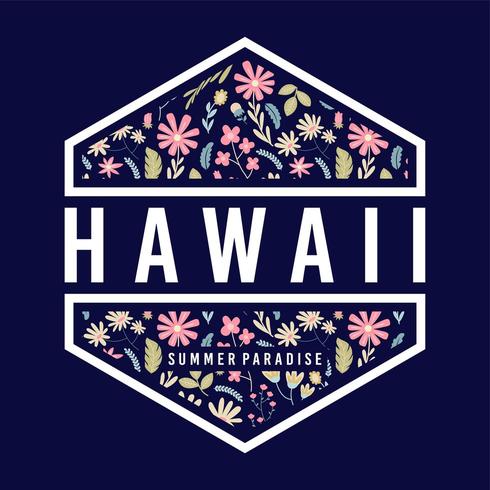 badge floral paradis d&#39;été hawaii vecteur