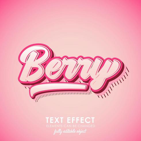 effet de texte premium berry lettre avec thème rose et design et motif 3d vecteur