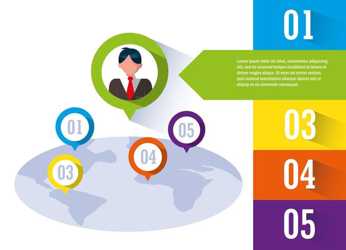 homme d&#39;affaires avec infographie et planète terre vecteur