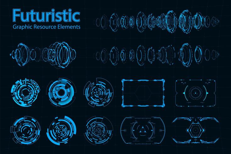 Pack d&#39;éléments futuristes abstraits vecteur